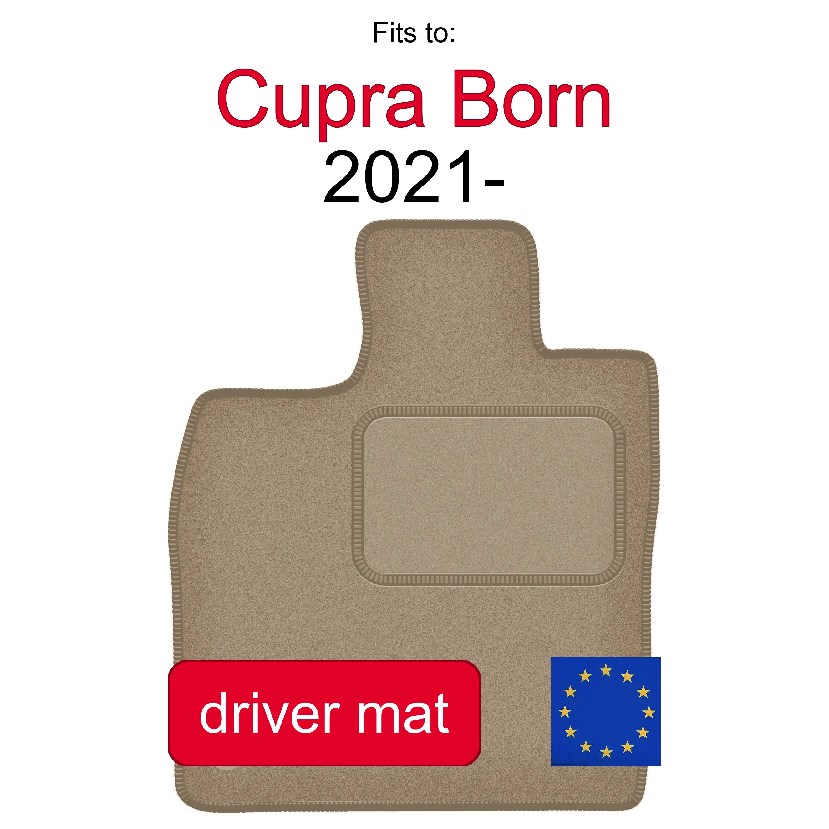 Velour tapijt voor de bestuurderszijde voor Cupra Born hatchback (2021-) -beige, passend (1 stuk)