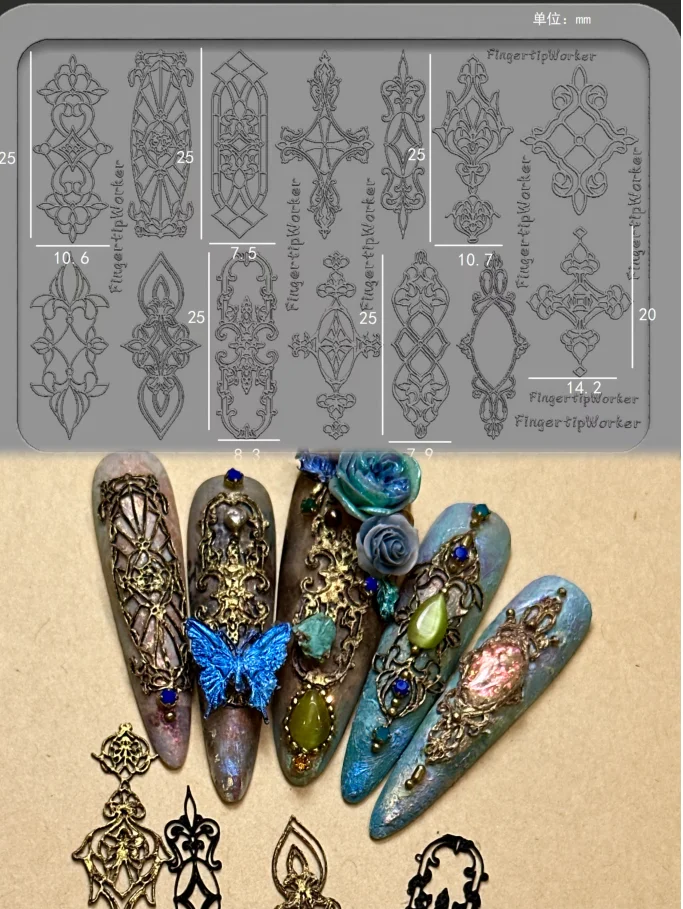 1pc 바로크 하트 프랑스 목걸이 보석 사진 프레임 3D 아크릴 네일 몰드 네일 장식 DIY 실리콘 네일 네일 제품