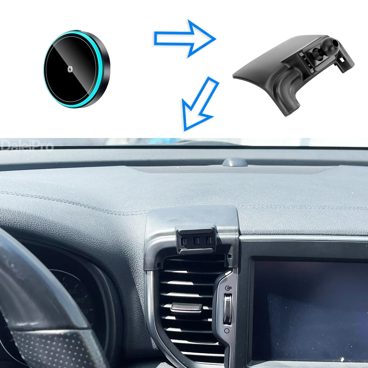 Für Kia Sportage QL 2016 2017 2018 2019 Auto-Handyhalterung Kabelloses Ladegerät Halterung mit Automatischer Klemmung Starker Magnetischer Halter – Detail 3