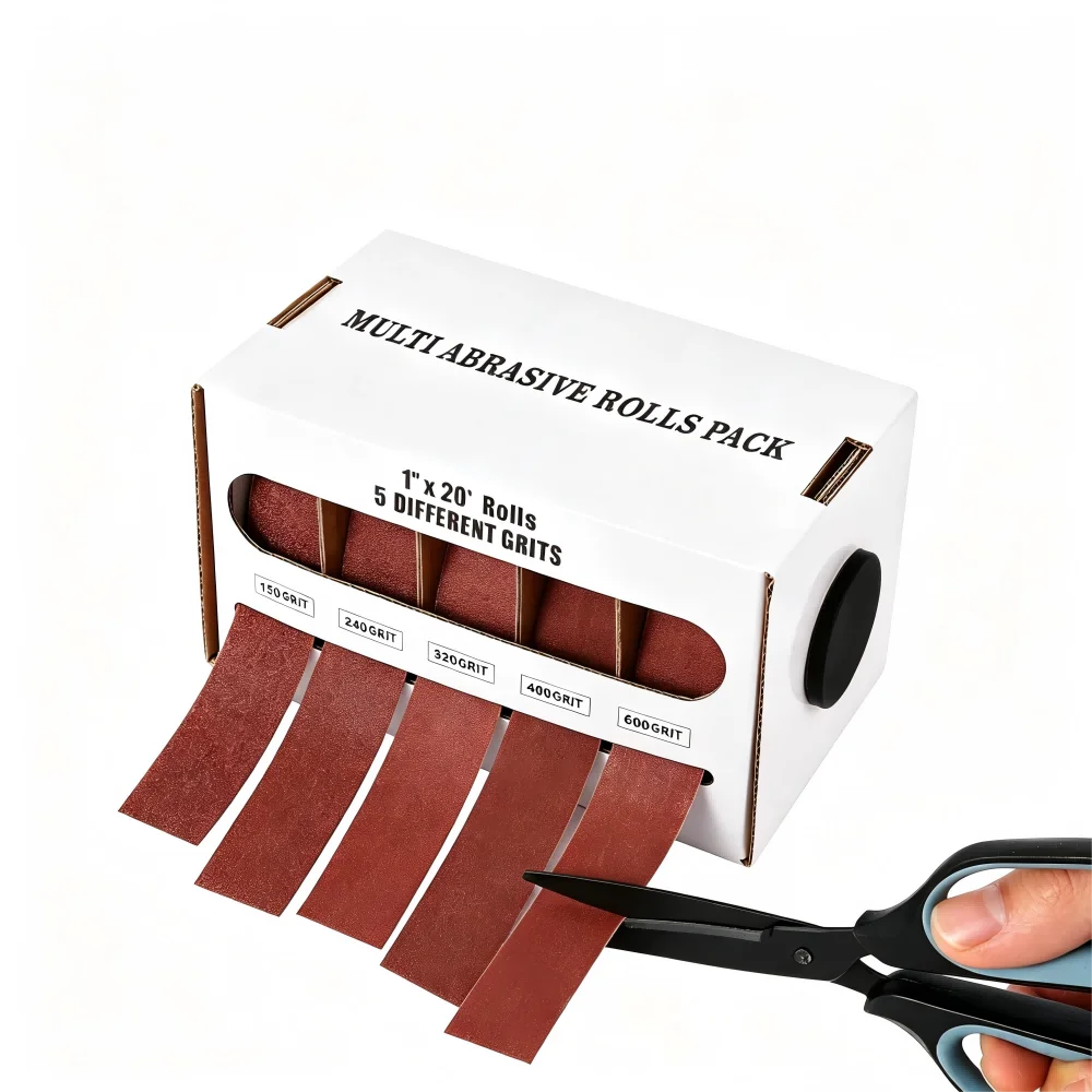 

25mm Pull-out Sandpaper Storage Box Set 6m Sanding Belt Dispenser Organizer for Metal Wood Polishing Grinding Abrasive Tools