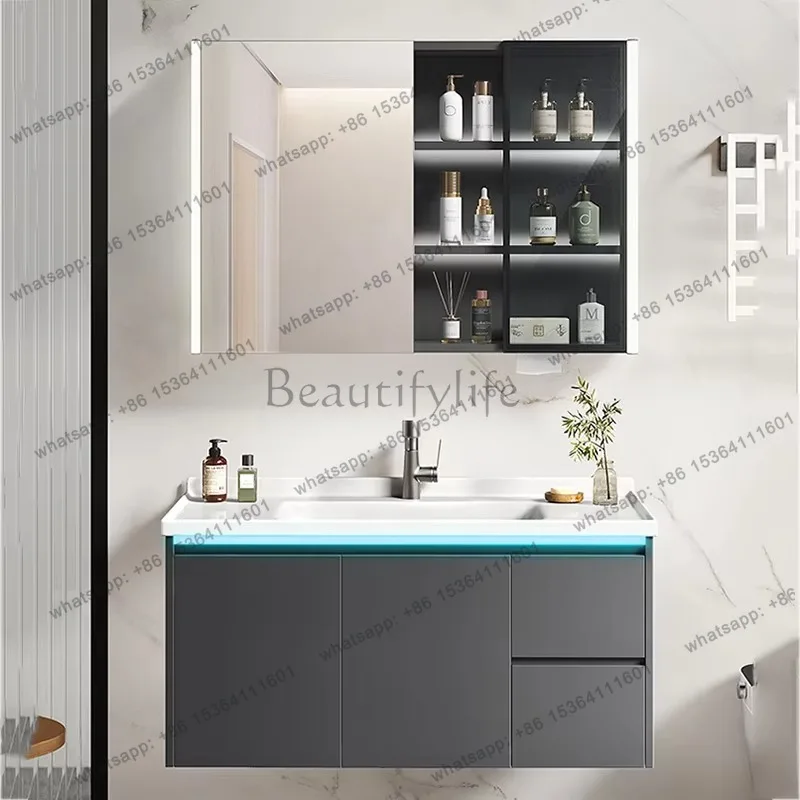YJ Tall Organizer Shelf Bathroom Cabinet Mirror Black Space Toilet Bathroom Cabinet Vanity Armoire Salle De Bain Home Furniture