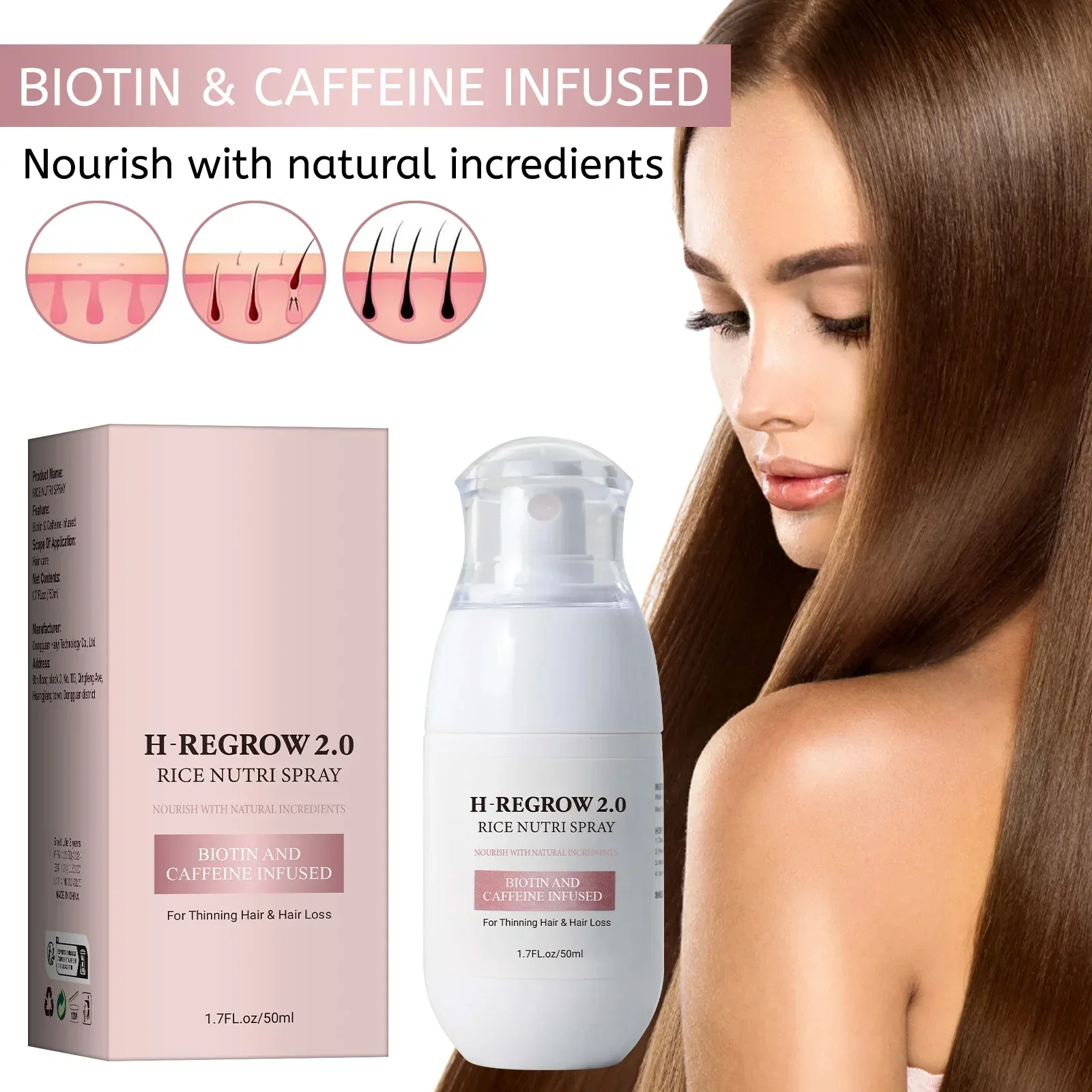 Hair Density Support Spray - Rice Wine Ferment Formula Nourishes Roots, Reduces Breakage & Adds Soft Volume to Limp Hair.