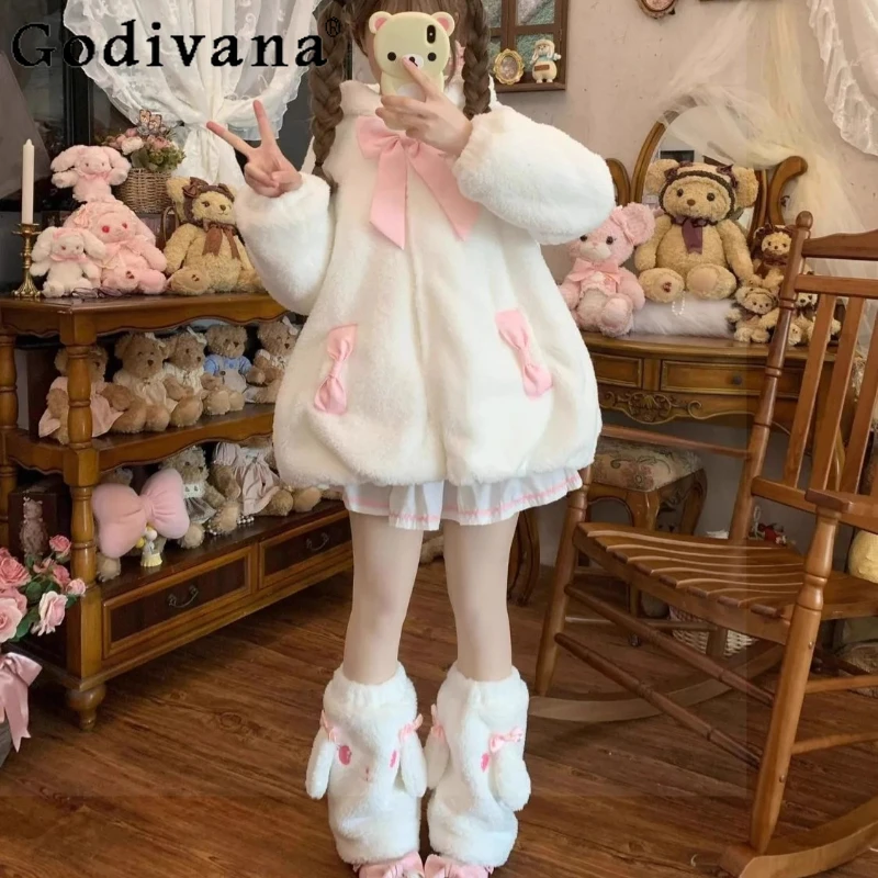 سترات بقلنسوة على شكل رسوم كرتونية لطيفة للخريف والشتاء للنساء سترة سميكة دافئة من القطن القطيفة معطف للفتيات سترات قطنية يابانية حلوة #6