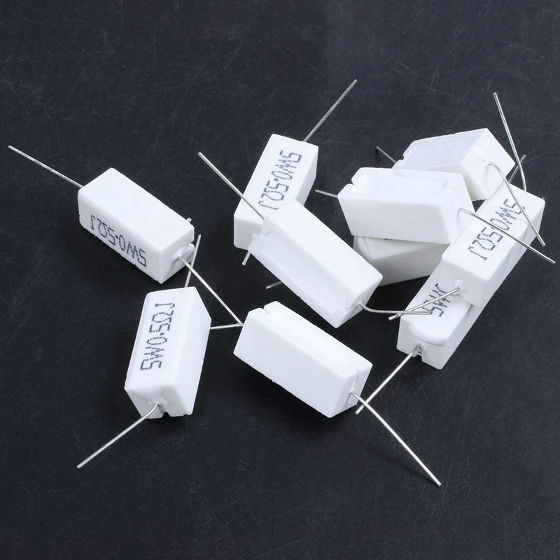 50 Pcs Axial Lead Ceramic Cement Resistor 0.5 Ohm 5W