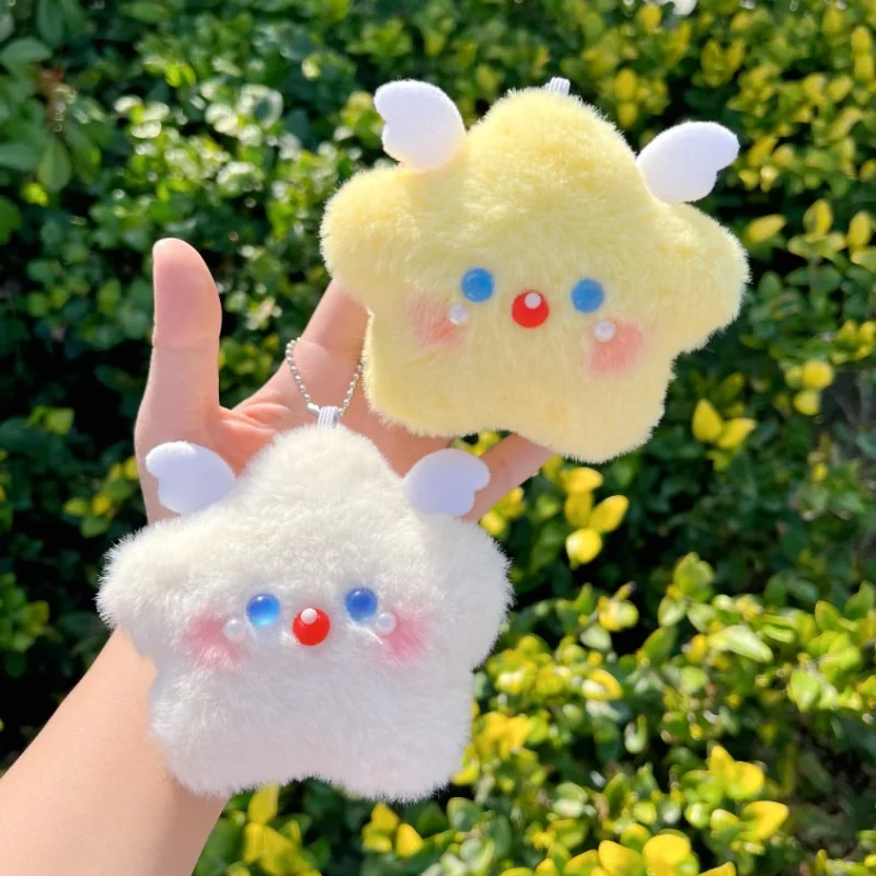 Pendentif étoile d'ange à presser, poupée en peluche Super mignonne, porte-clés de poupée de dessin animé, pendentif de sac à dos