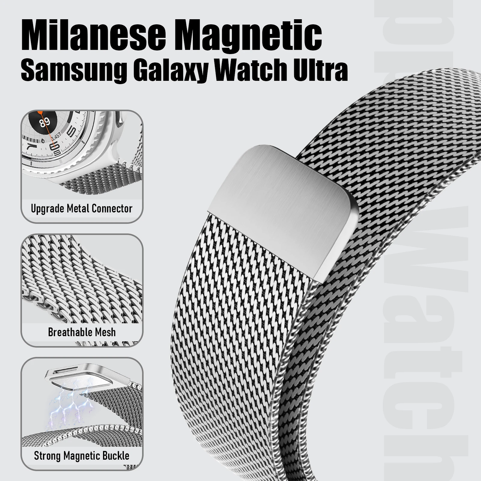 Milanese loop band For Samsung Galaxy Watch 8 8 classic Strap 44mm 40mm 46mm Metal Bracelet correa Galaxy Watch ultra 2025 47mm image 5