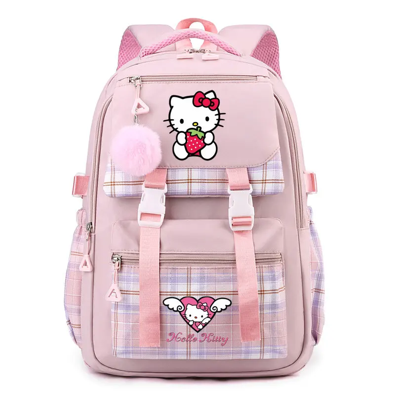 Cute Hello Kitty Girl's Backpack Cartoon High School Students School Bags Women's Large Capacity Daily Mochila infanti Best Gift