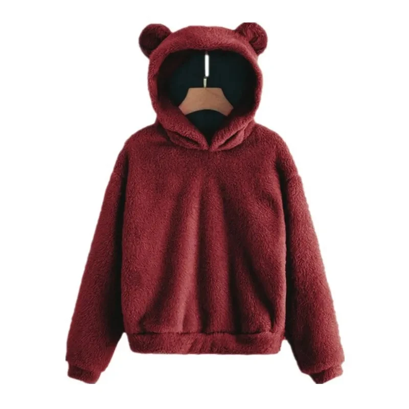 European and American Autumn and Winter New Plush Rabbit Ear Hooded Warm Sweater Hoodie