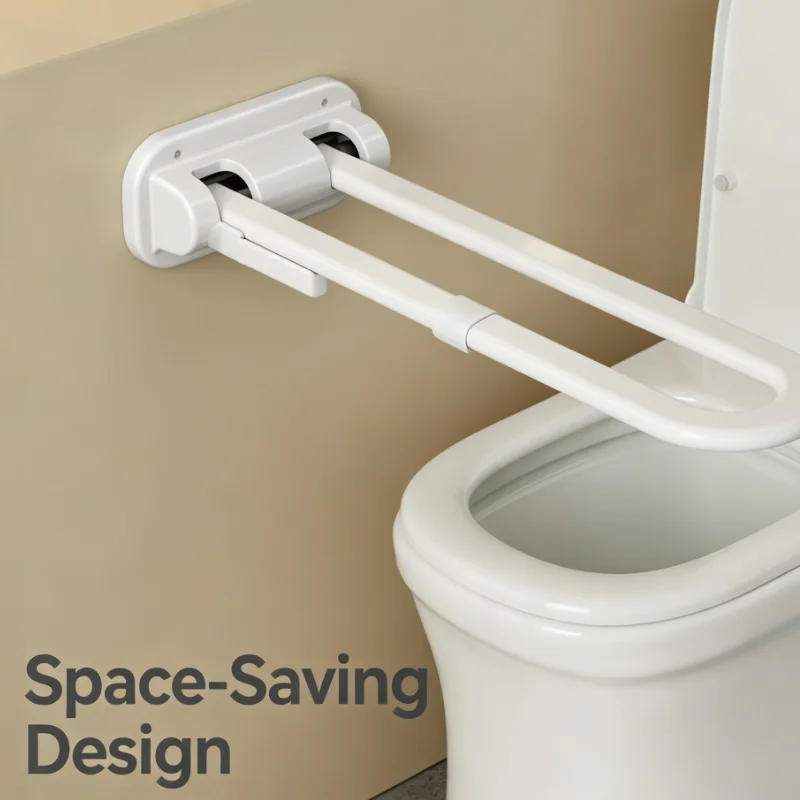 Foldable Toilet Safety Rail for Wall Mounted Bathroom Grab Bar Non Slip Support Handle for Shower Bathtub Assistance