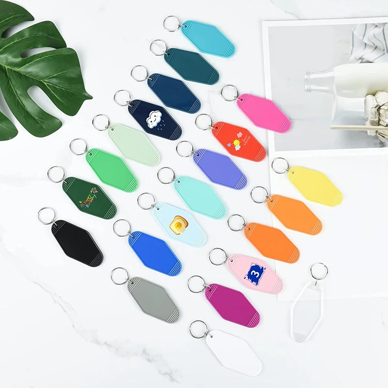 1Set Vintage Sublimation Blank DIY Ornament Motel Keychain Blank Hotel Key Tag For Vinyl Keychain Making