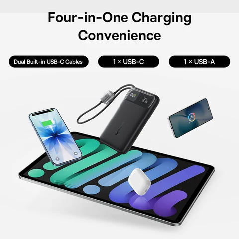 Baseus 10000 мАч Power Bank с двойным кабелем и быстрой зарядкой — фото устройства