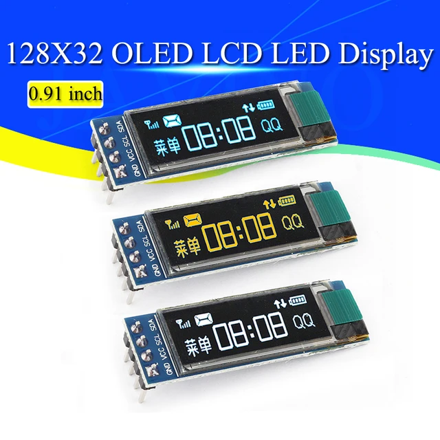 1-10 sztuk 0.91 cala moduł OLED 0.91 "biały/niebieski OLED 128X32 OLED LCD LED SSD1306 moduł wyświetlacza 0.91" IIC komunikacja dla arduino