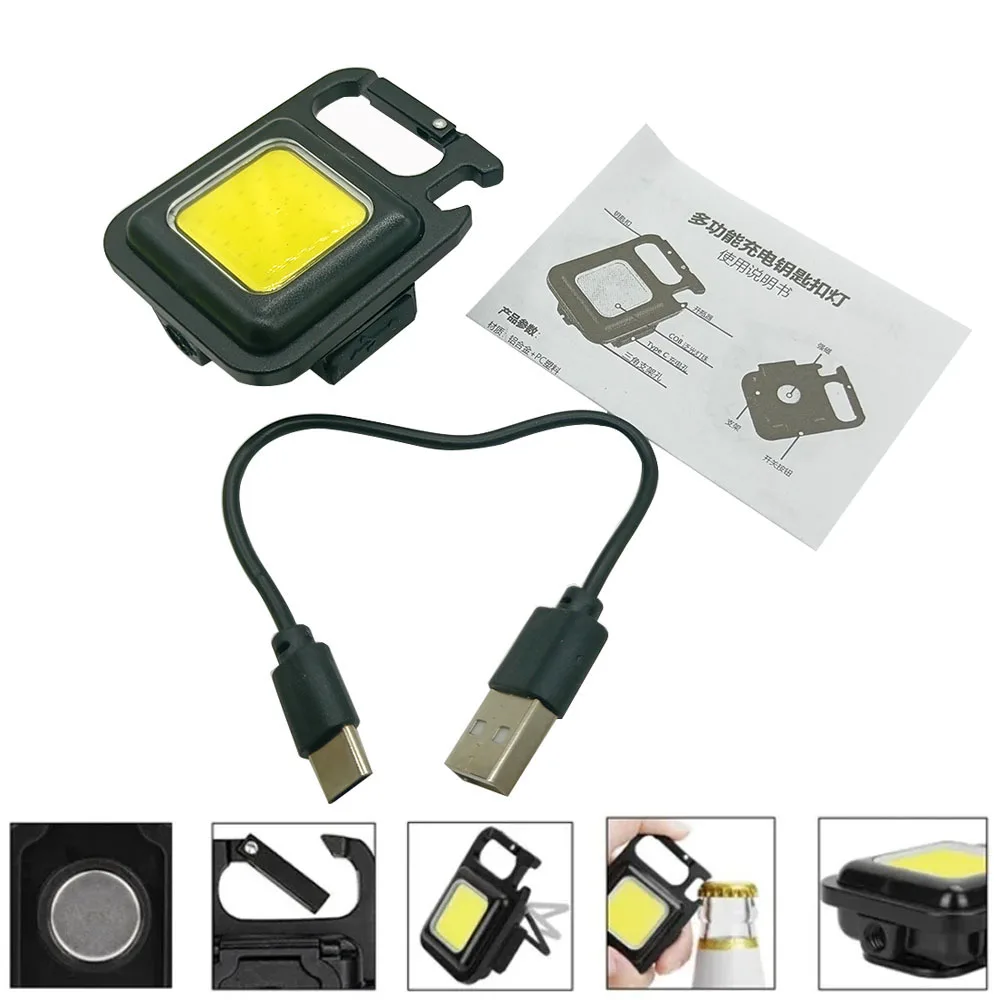 

Mini LED Flashlight Keychain Multifunctional Portable COB Camping Lamps USB Charging Work Lights Fishing Lanterna