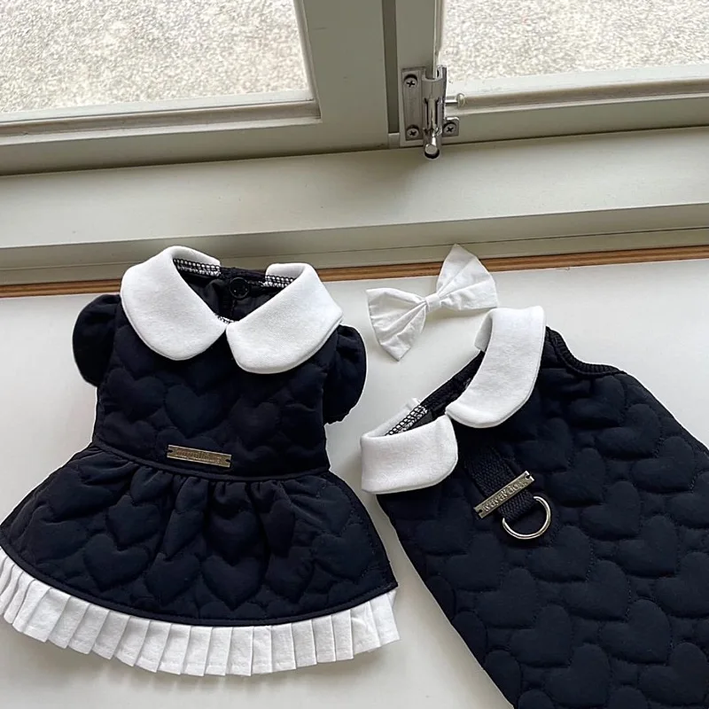Fashion Pet Christmas Dress Pet Autumn and Winter Plush Coat Red Checkered Woolen Coat Dog Clothes for Small Dogs Puppy Clothes