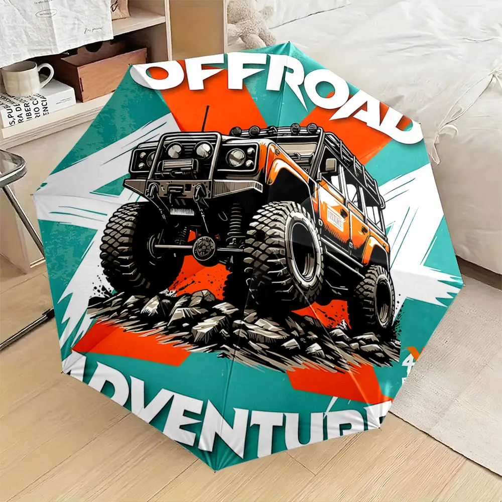 1PC Offroad Adventure Style Printed Umbrella Design Print 8 Iron Ribs Folding Umbrella Auto-Open Fashion Sunshade