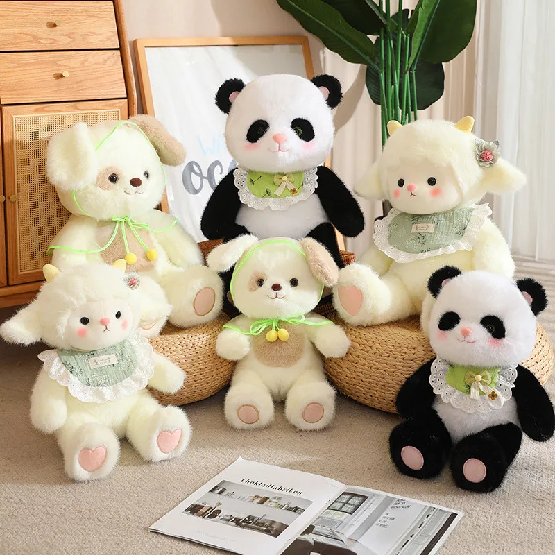 Kawaii Panda Plush Toy para crianças, bicho de pelúcia, ovelha, cachorro, boneca macia, mochila, brinquedos infantis, aniversário, presente de Natal