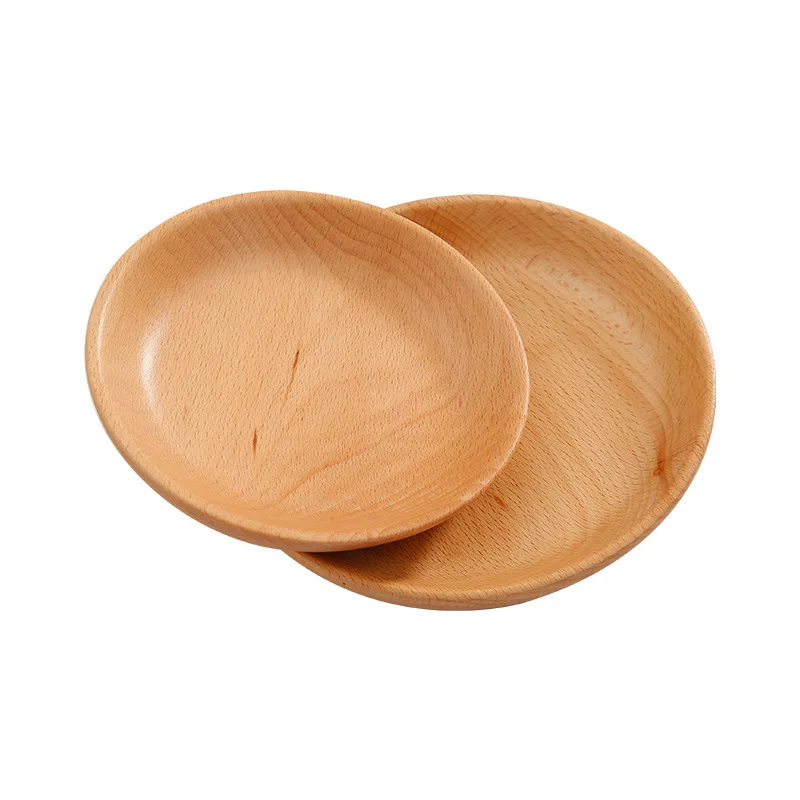 12cm 15cm Round Wooden Plate Child Dessert Plate Afternoon Tea Coffee Dish