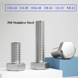 3/16-24 1/4-20 5/16-18 3/8-16 1/2-12 5/8-11 304 Stainless Steel Hexagon Cap Bolt American Standard External Hex Head Screw