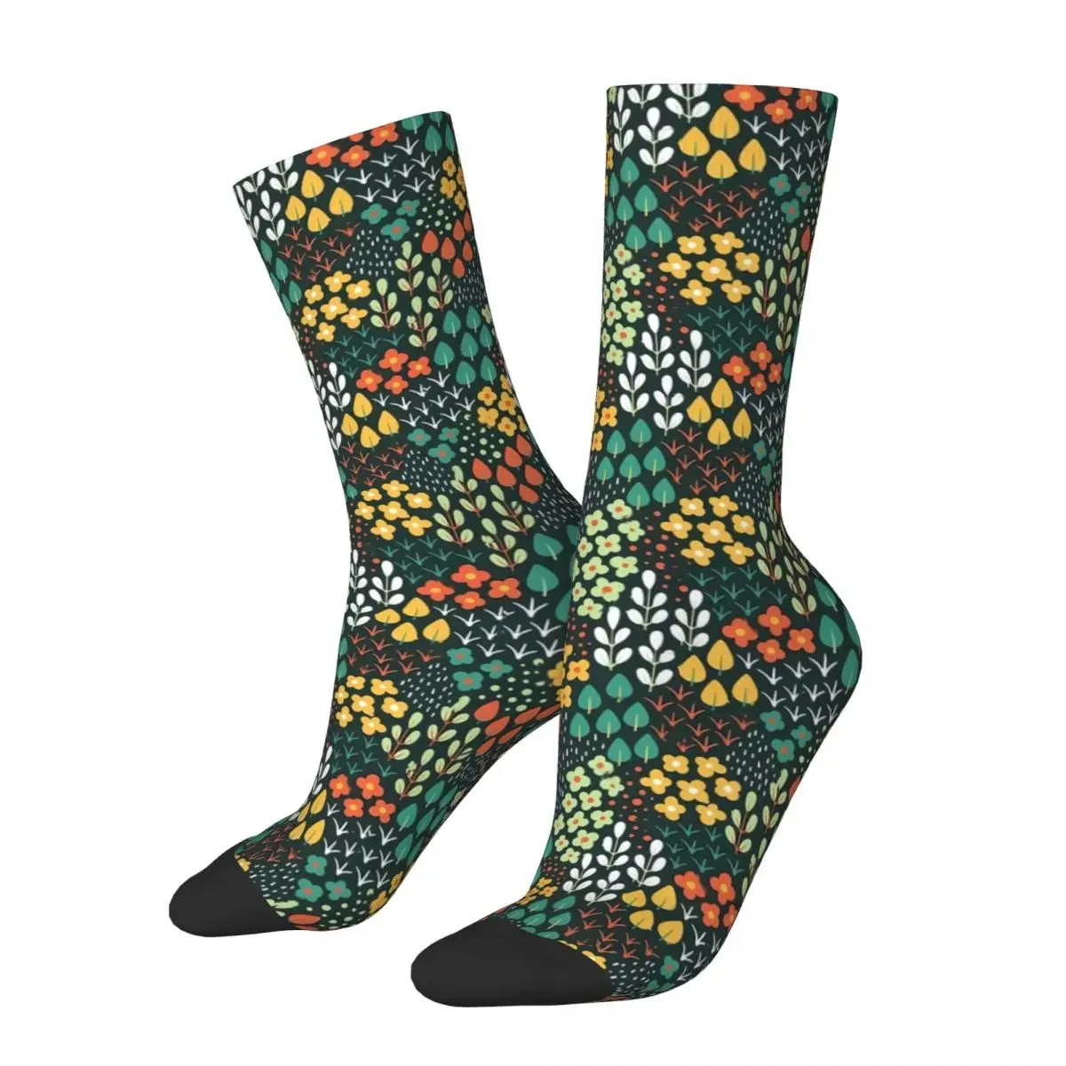 Dense Ditsy Floral Socks Winter Colorful Flowers Stockings Trendy Girls Breathable  Running Sports Anti Bacterial 