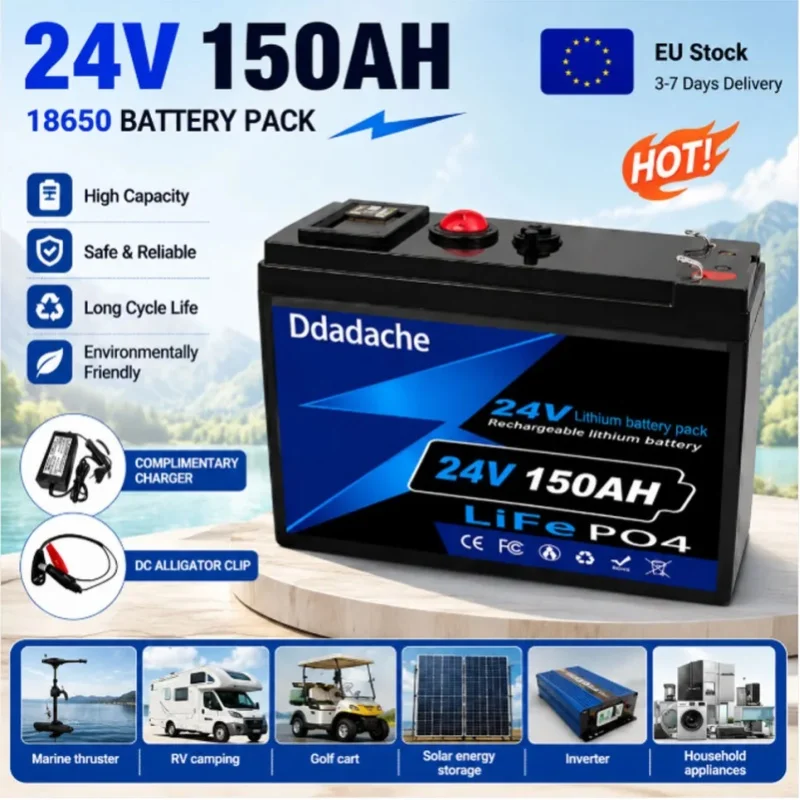 Polen Lager EU-Lokalversand 24V 150Ah Eingebautes BMS Lithium-Batterie Tiefzyklus-Solarbatterie für Wohnmobil, Yacht, Kabine, Off-Grid-Solarenergiespeichersystem 3-7 Tage Lieferzeit