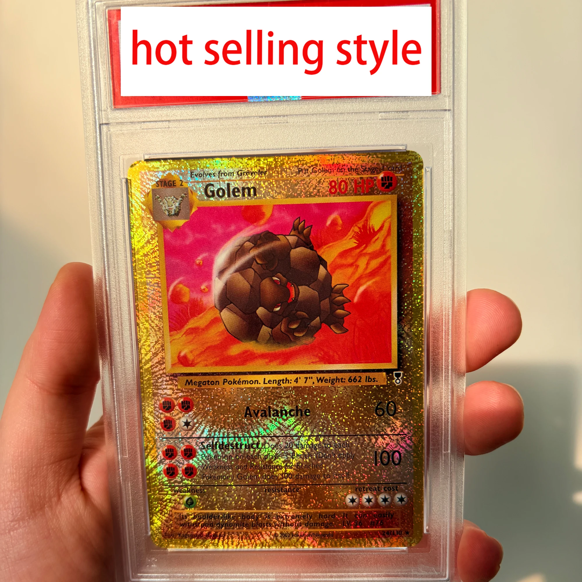 DIY 셀프메이드 PTCG 록 타입 고렘 카피 레이팅 카드 리프랙션 컬러 플래시 PTCG 고렘 컬렉션 카드 애니메이션 카드 선물 장난감