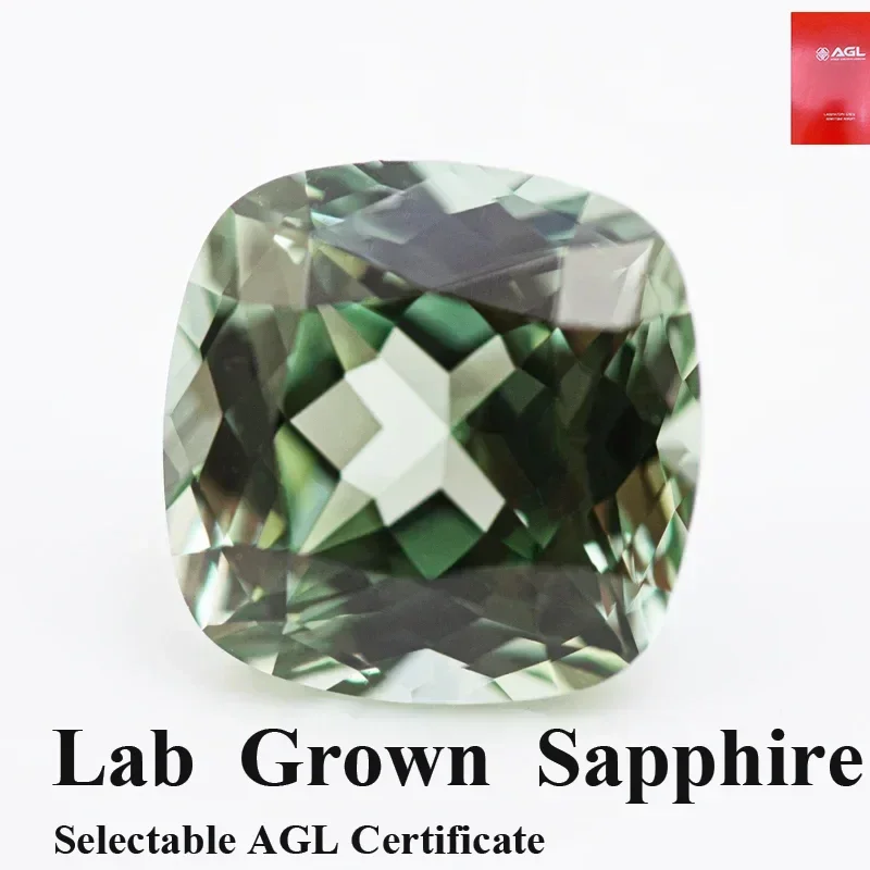 

В лаборатории выращенный сапфир квадратная подушка в форме зеленого цвета драгоценный камень для подвесок Diy изготовление ювелирных изделий ожерелье на выбор AGL Ce