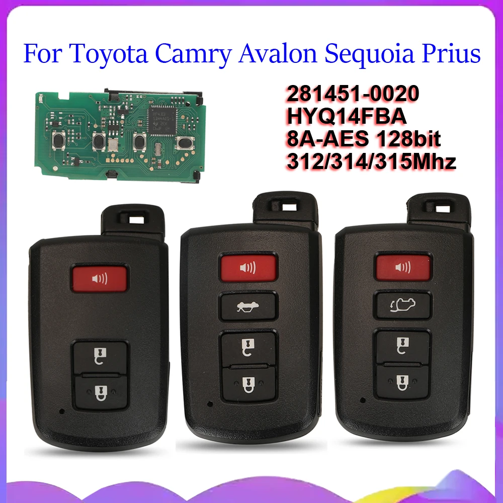 Jingyuqin New HYQ14FBA Remote Key 312-314-315MHZ 8A P488 For Toyota Camry Avalon Sequoia Prius Highlander Land Cruiser 0020/2110