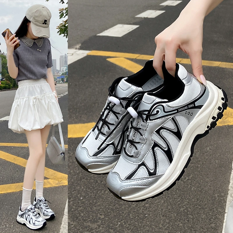 

2025 Outdoor Shoes Autumn New Casual and Comfortable Sports Women's Women's Trendy Breathable Thick Base Anti-Slip Женская Обувь