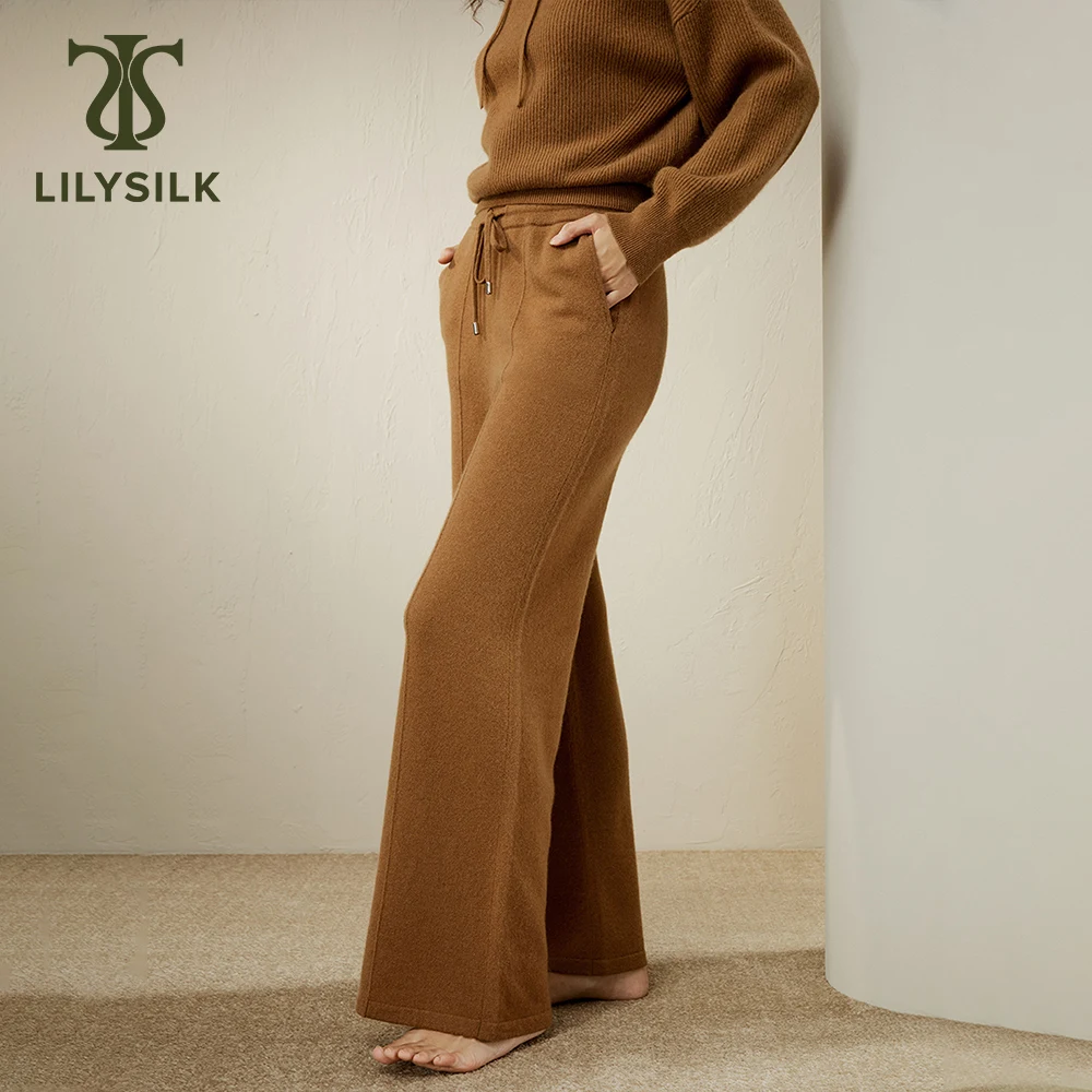 

LILYSILK Cashmere Sweatpants For Women 2023 Fall New Elastic High Waist Pull On Versatile Pants Casual Bottoms Free Shipping