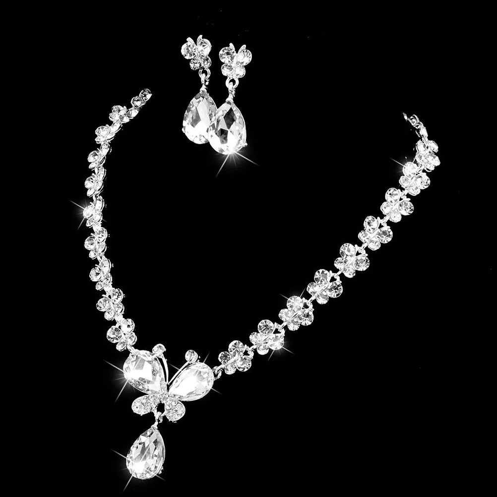 

Crystal Bride Jewelry Alloy Rhinestone Wedding Rhinestone Wedding Set Set Adjustable Necklace Earrings Jewelry