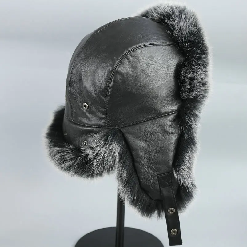 Black Cotton Hat for Winter Skiing Cycling Cold and Wind Protection Ear Protection Fur Hat