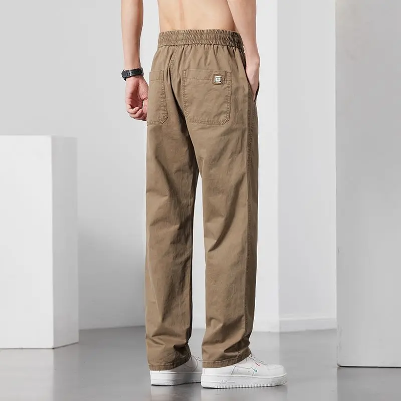 夏のメンズ薄手カジュアルパンツルーズ大きいサイズストレートパンツトレンディワーク