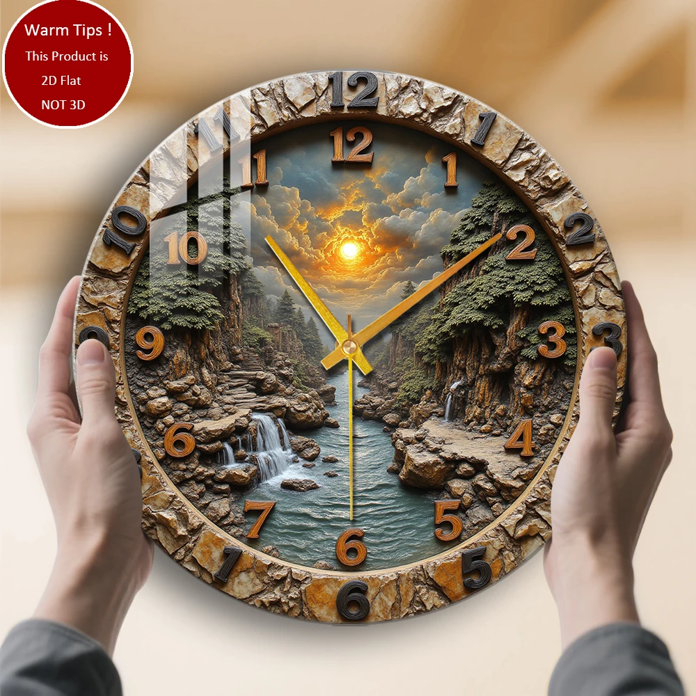 

Настенные часы из закаленного стекла, часы-водопад с задом горной реки, подходят для декора стен или настольного дисплея в любом месте