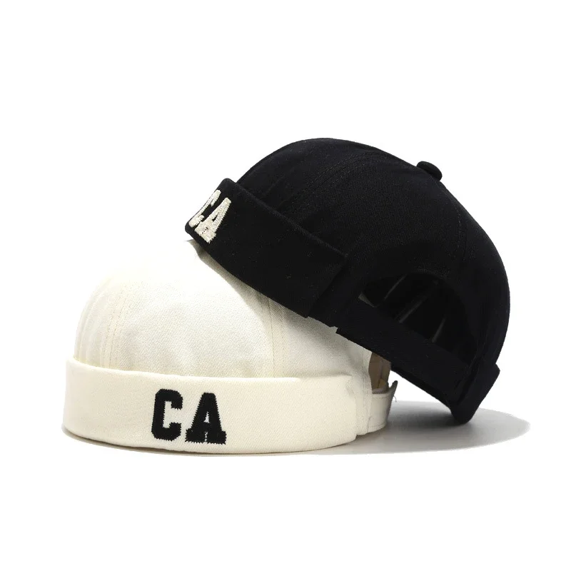 Boné Docker de algodão ajustável para homens e mulheres, boné Brimless sem viseira, gorro skullcap, chapéu cúpula, carta âmbar, chapéu