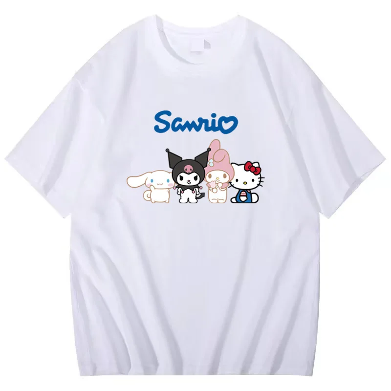 

Новая летняя женская футболка HelloKitty Sanrio, милая футболка, одежда из хлопка с буквенным принтом, модный повседневный женский топ с короткими рукавами