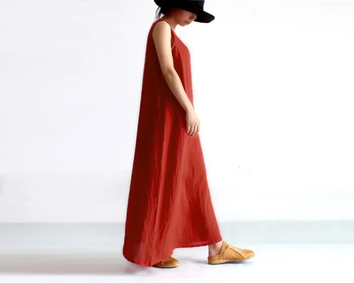 Clearup Stock - Low price!!!! 2020 New Arrivals Women's Long Dresses Linen Dresses Ladies'  Dresses 16359 image 3
