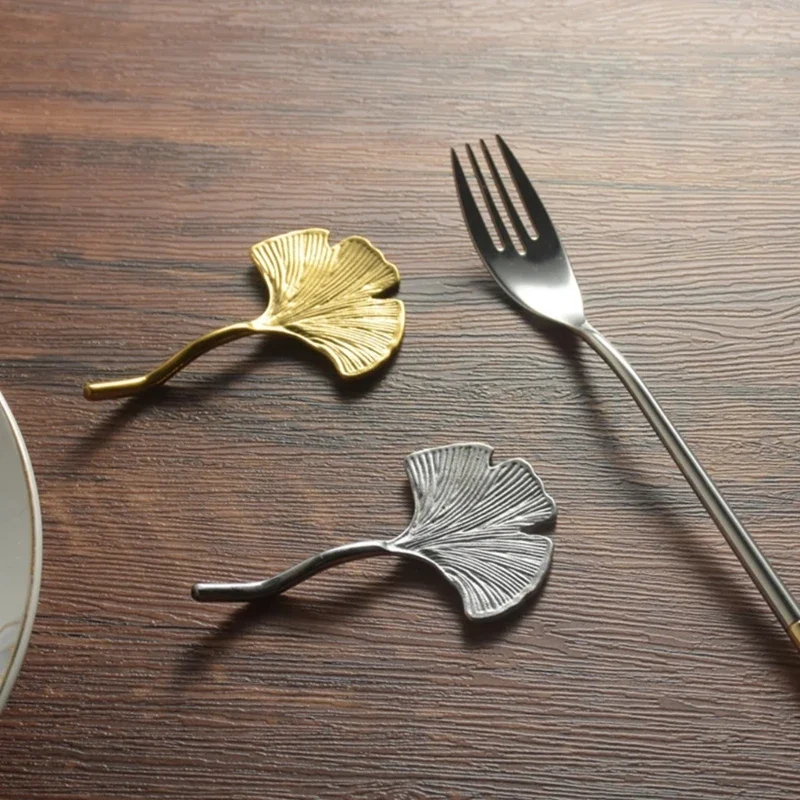 Elegant Stainless Steel Chopstick Rest Ginkgos Leaf Shaped Tableware Holder Cutlery Support Dining Table Accessories image 4
