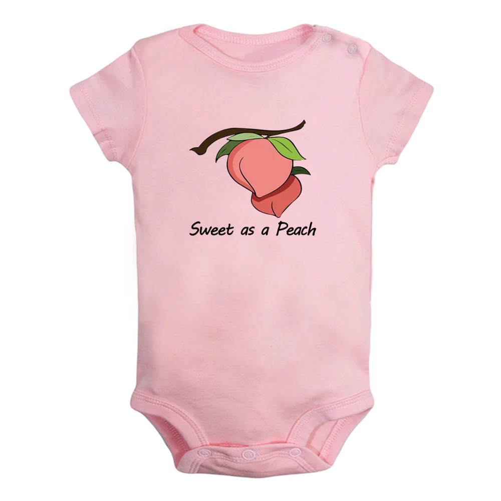 

iDzn New Sweet as a Peach Fun Graphic Baby Bodysuit Cute Boys Girls Rompers Infant Short Sleeves Jumpsuit Newborn Soft Clothes