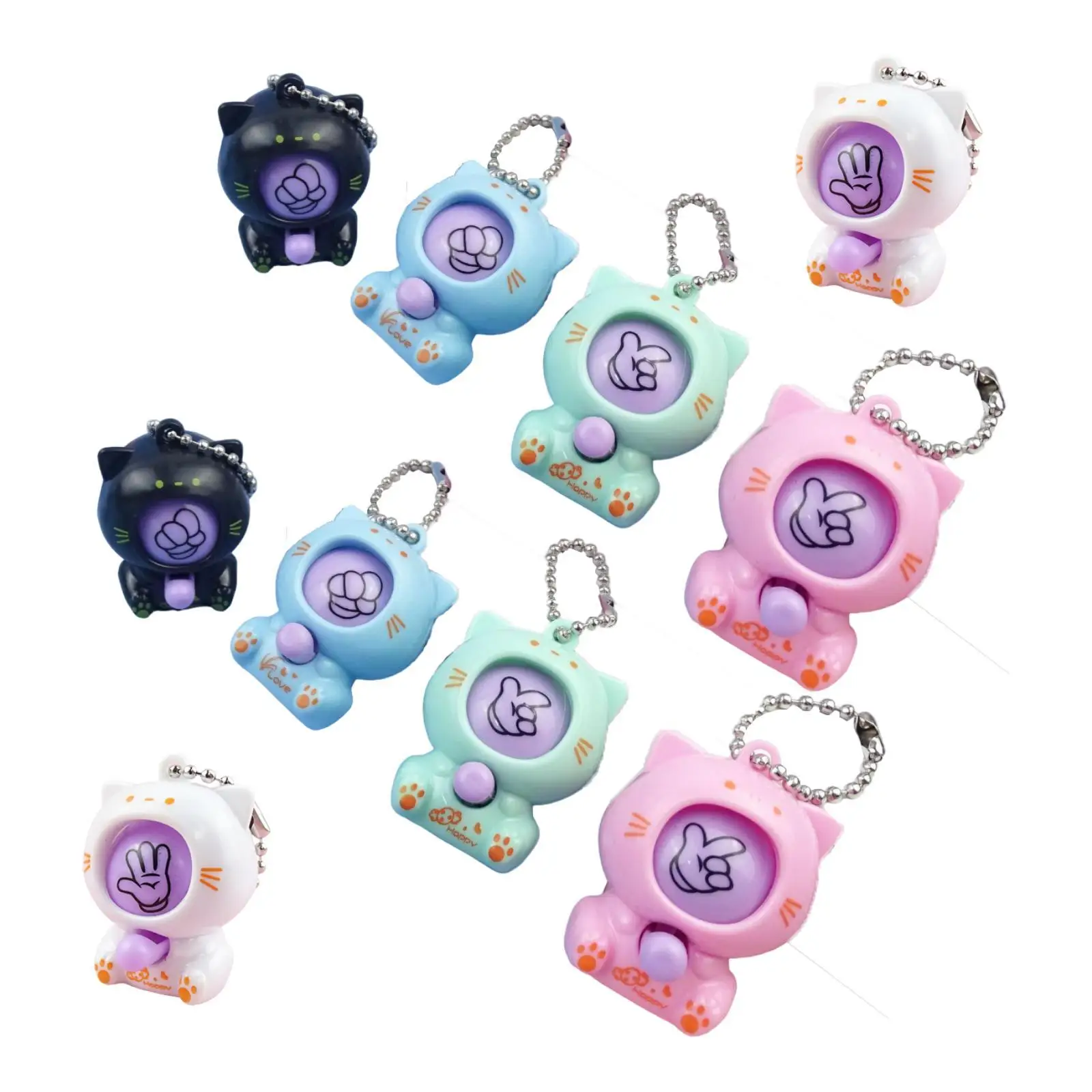 10x Cute Keychains Handbag Pendant Purse Decoration Rock Paper Scissors Game