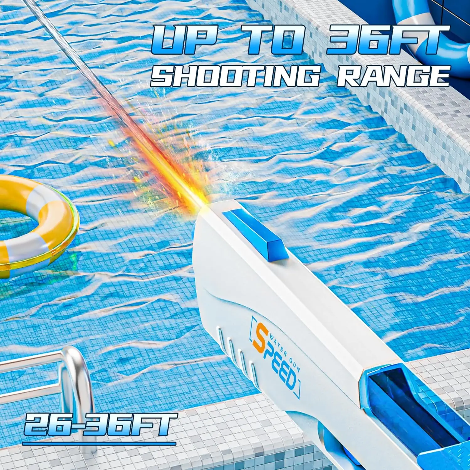 مسدسات المياه الكهربائية مع لهب كمامة واقعي، مسدسات بخ عالية السعة للصيف في الهواء الطلق على الشاطئ وحمام السباحة، لعبة هدية للحفلات #4