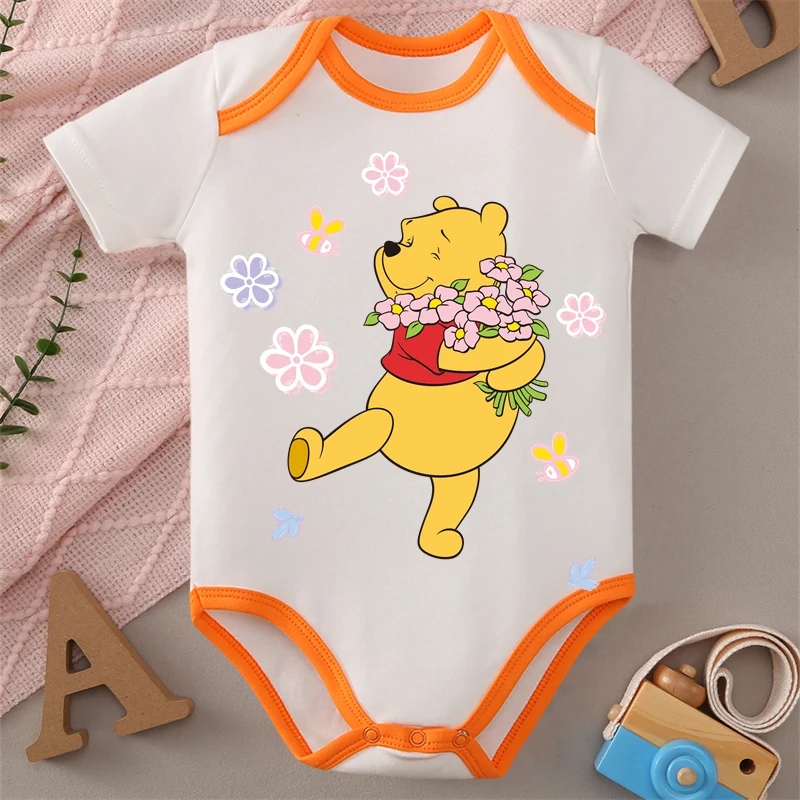 

Pure Cotton Cloths Winnie The Pooh Happiness Winnie Cute Print Bodysuit for Baby Onesie Jumpsuit for 0 To 12 Months Newborn