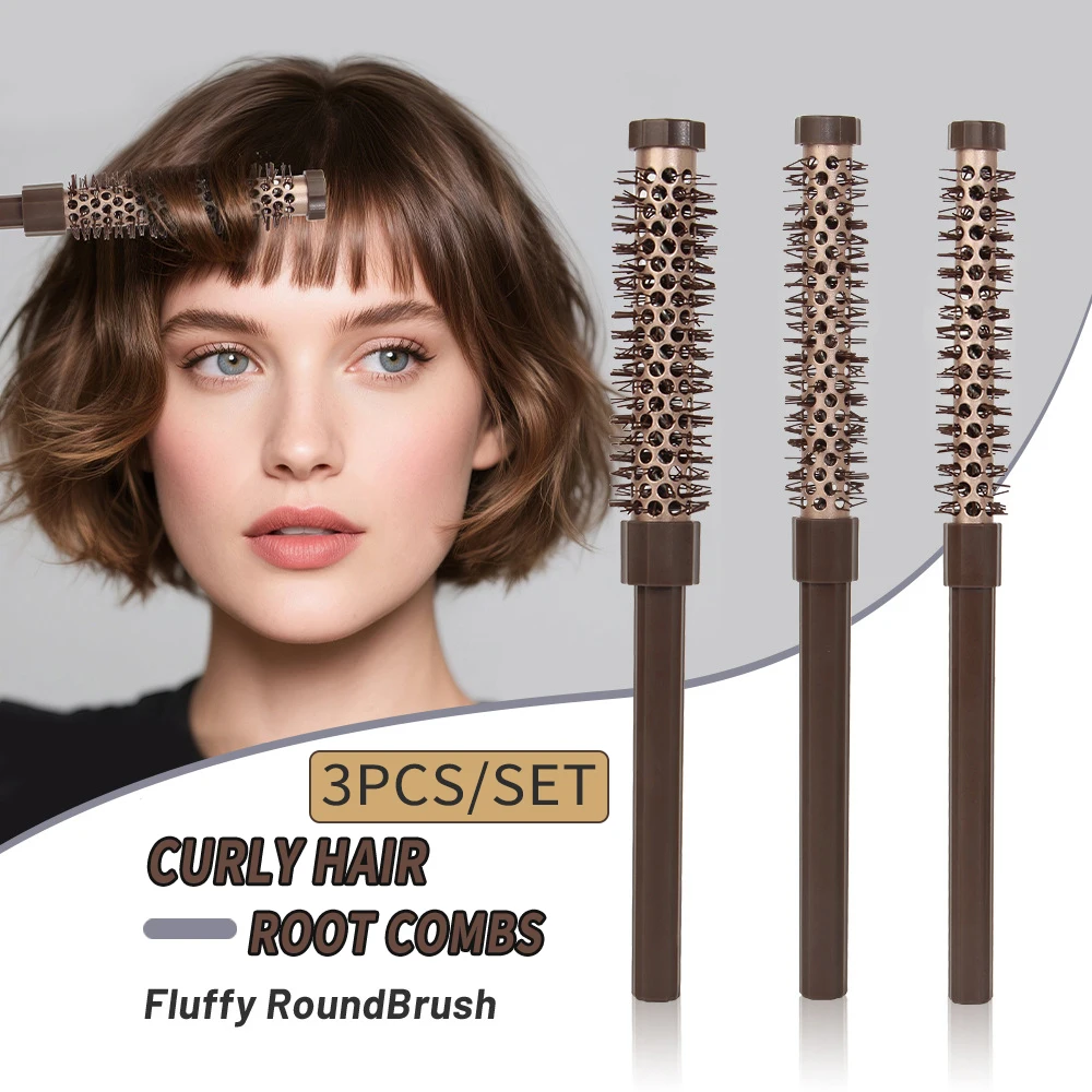 

3PCS/Set Fluffy Round Hair Combs Curly Aluminum Tube Rolling Hairdressing Comb Root Hair Brushes Salon Barber Styling Tools