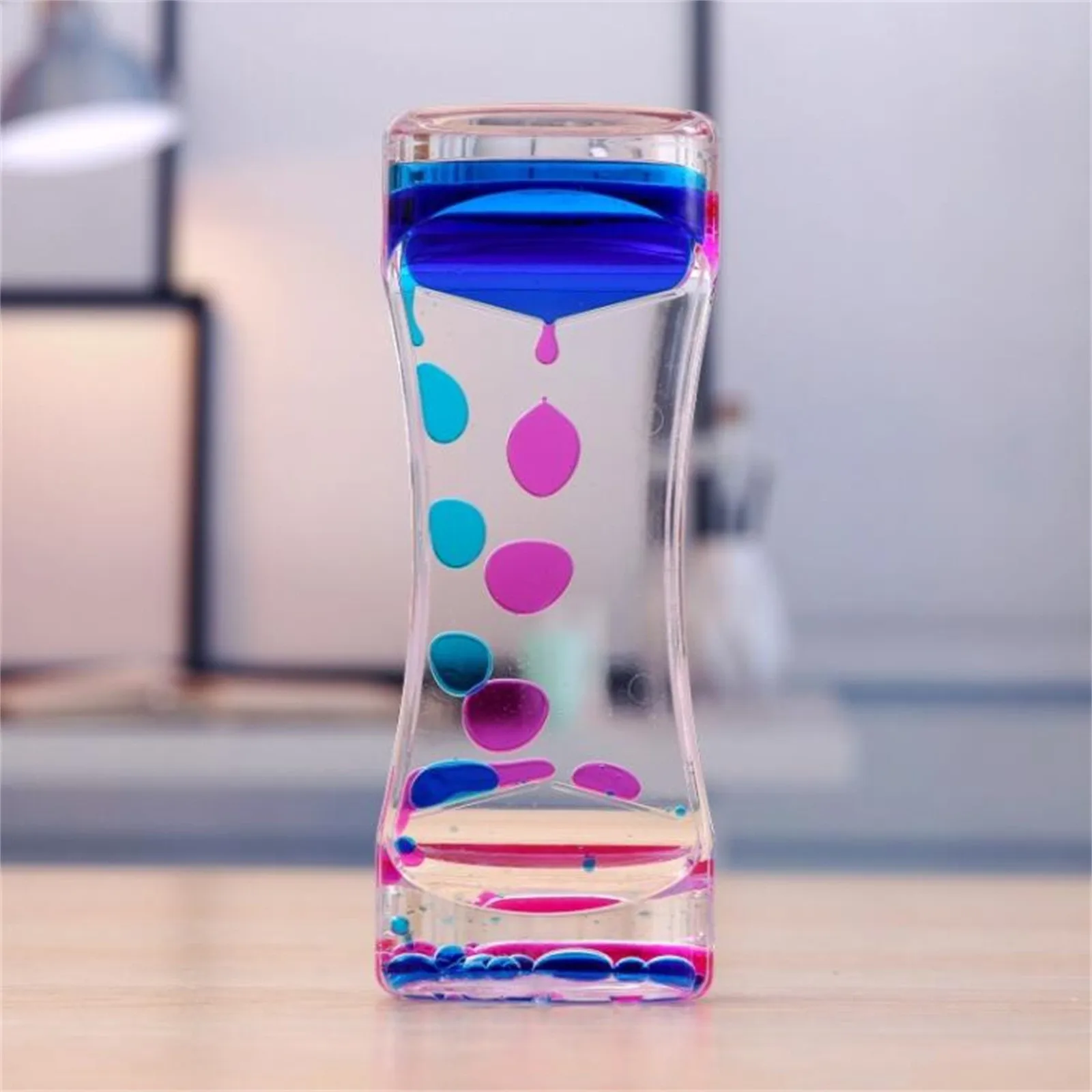 NEW Liquid Creative And Dynamic Dual Color Liquid Oil Leak Hourglass Timer Pressure Reducing Kids Gift Ornament Desktop Decor