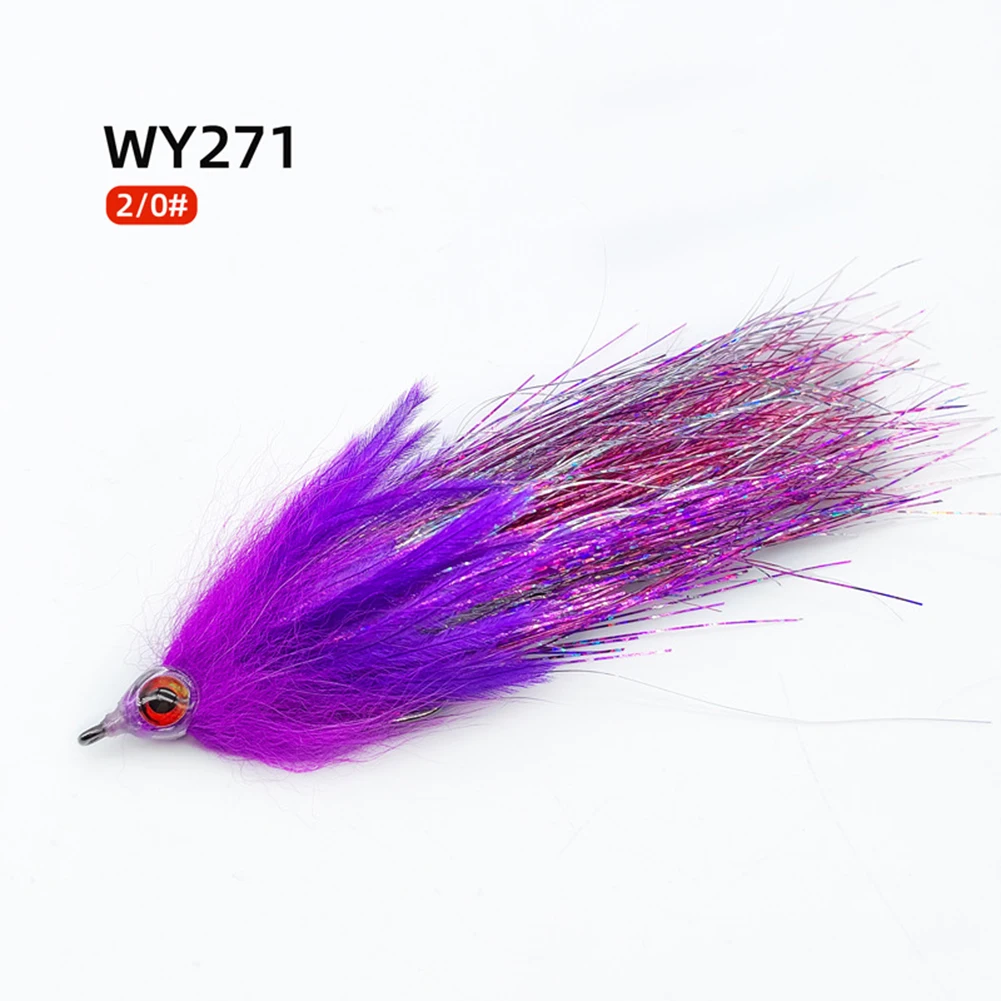Fly Fishing Streamer Lure Built for Saltwater Conditions with 3D Eyes Reflective Fibers for Bass Trout Targeting