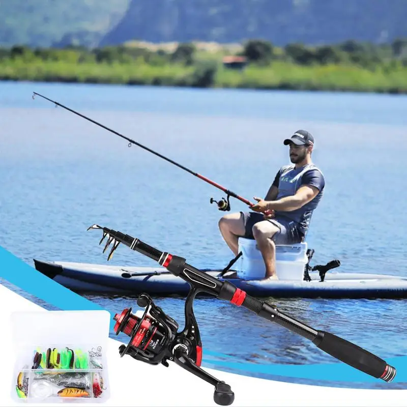 Fishing Poles For Adults Telescopic Fishing Pole Combo Portable Fishing Gear Set For Beginner Adults Saltwater Freshwater