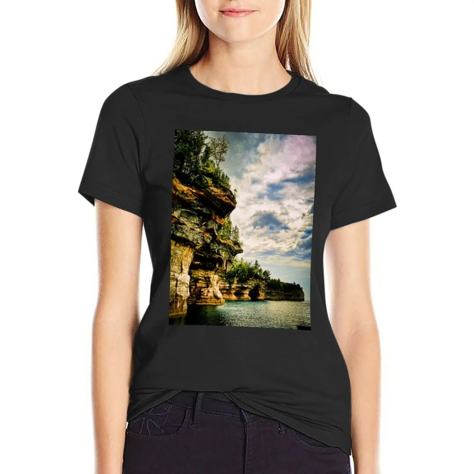 Pictured Rocks T-shirt Short sleeve tee summer clothes Womens clothing