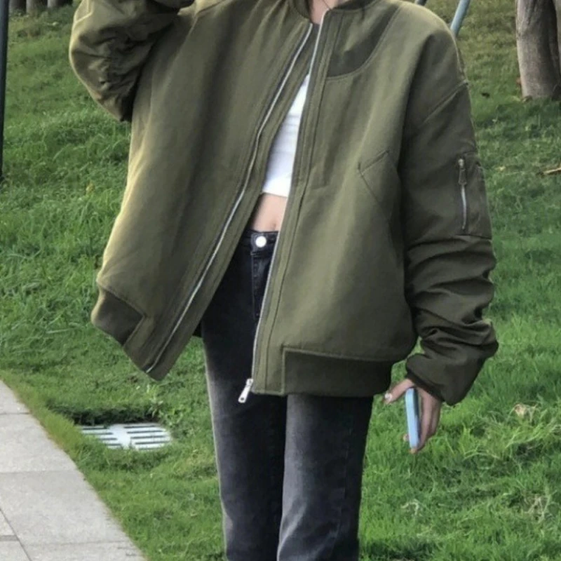

Retro Pilot Jacket for Women, New Autumn and Winter Style, Loose Design, Unique Thickened Cotton Coat