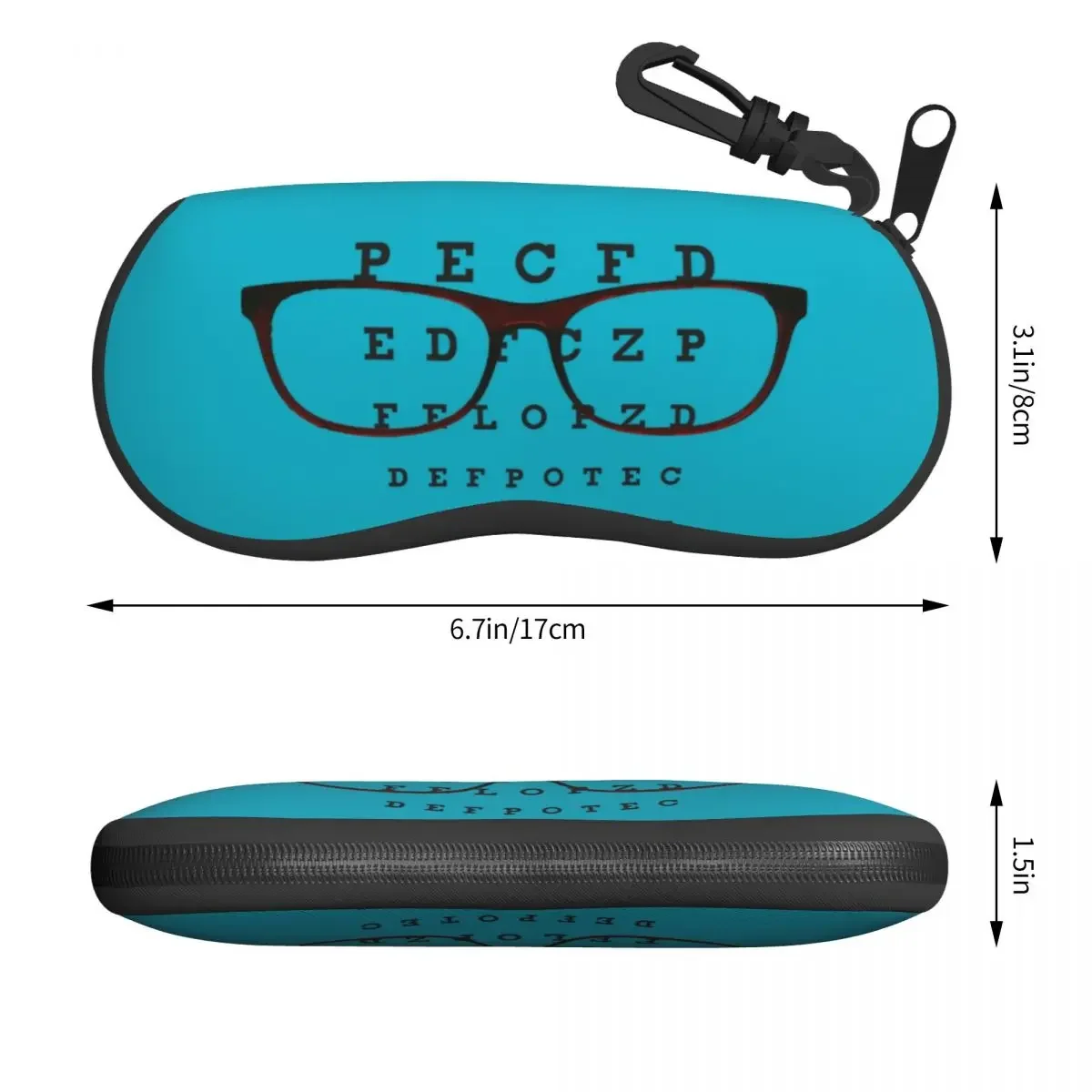 Custom Eye Test Chart Sunglasses Soft Case Neoprene Zipper Optician Optometrist Shell Eyeglass Case Protective Box For Glasses