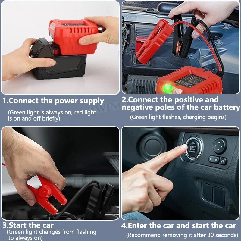 كابلات الطائر لماكيتا/ديوالت/ميلووكي/بوش 18 فولت بطارية ليثيوم أيون الانتقال بدء محول السيارات الداعم كابل شاحن سيارة الشاعل #5