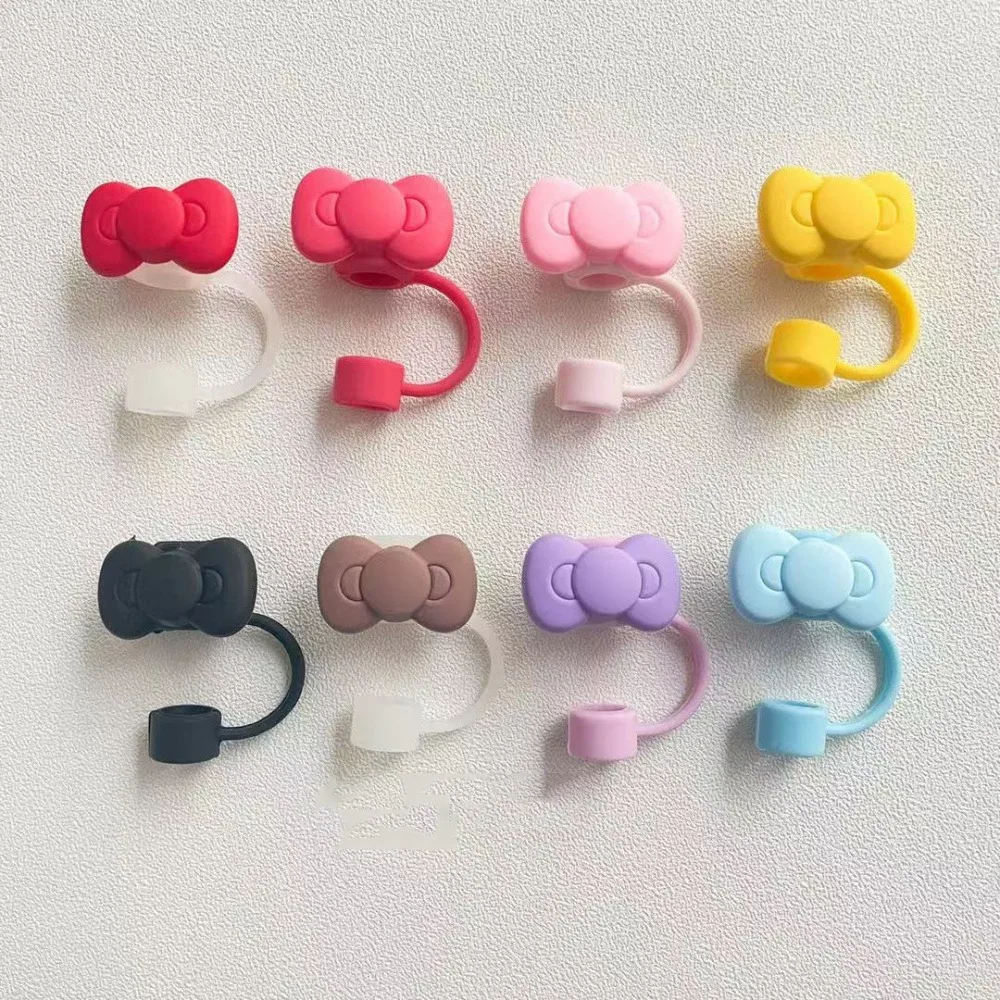 Cute Bow Straw Cover Cap Kawaii Silicone Straw Topper For Stanley Cup 40 oz Leak-Proof Dust Proof Straws Cap Tumbler Accessories